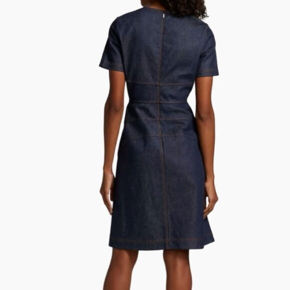 Lafayette 148NY MINIMALIST Fit-&-Flare Denim midi Dress Size 8 - Picture 6 of 13